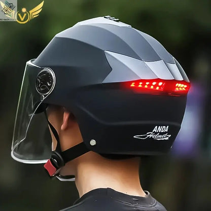 LED Motorcycle Helmet with Double Visor - Rechargeable Moped & Electric Scooter Safety Light Ai-TechWorld