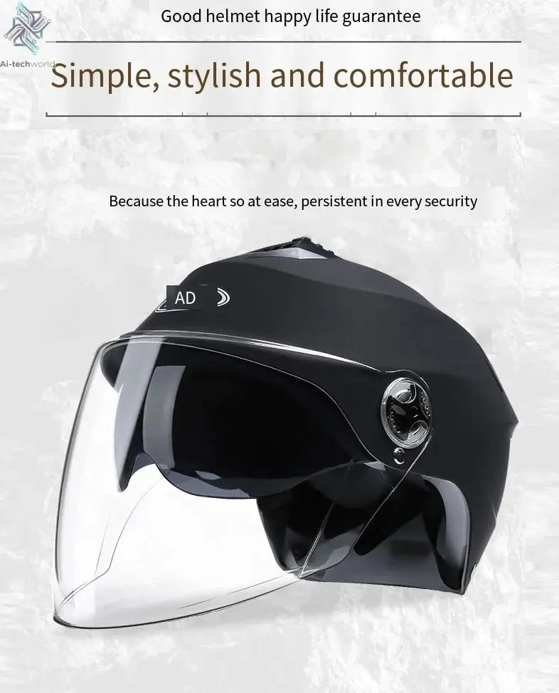 LED Motorcycle Helmet with Double Visor - Rechargeable Moped & Electric Scooter Safety Light Ai-TechWorld