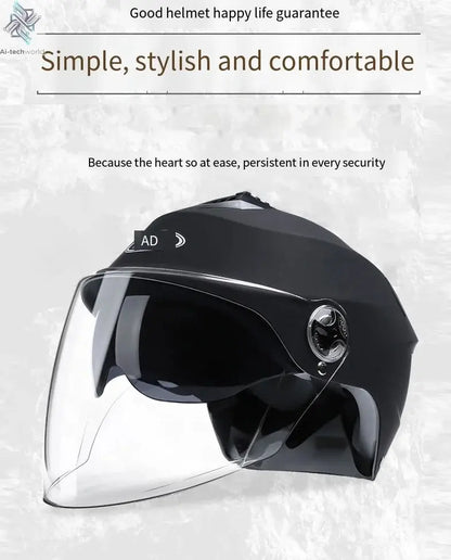 LED Motorcycle Helmet with Double Visor - Rechargeable Moped & Electric Scooter Safety Light Ai-TechWorld