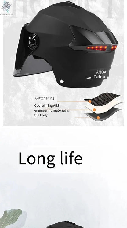 LED Motorcycle Helmet with Double Visor - Rechargeable Moped & Electric Scooter Safety Light Ai-TechWorld