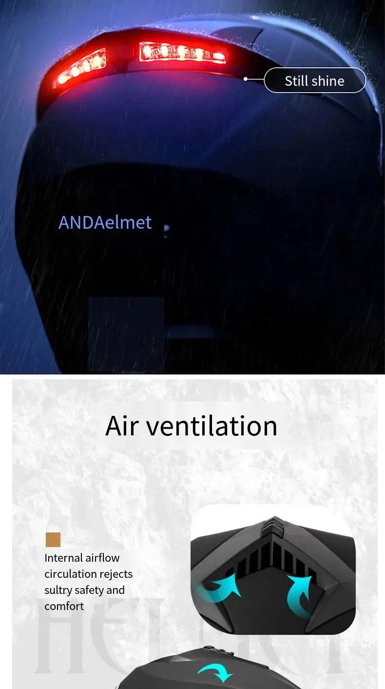 LED Motorcycle Helmet with Double Visor - Rechargeable Moped & Electric Scooter Safety Light Ai-TechWorld