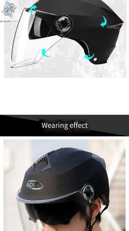LED Motorcycle Helmet with Double Visor - Rechargeable Moped & Electric Scooter Safety Light Ai-TechWorld