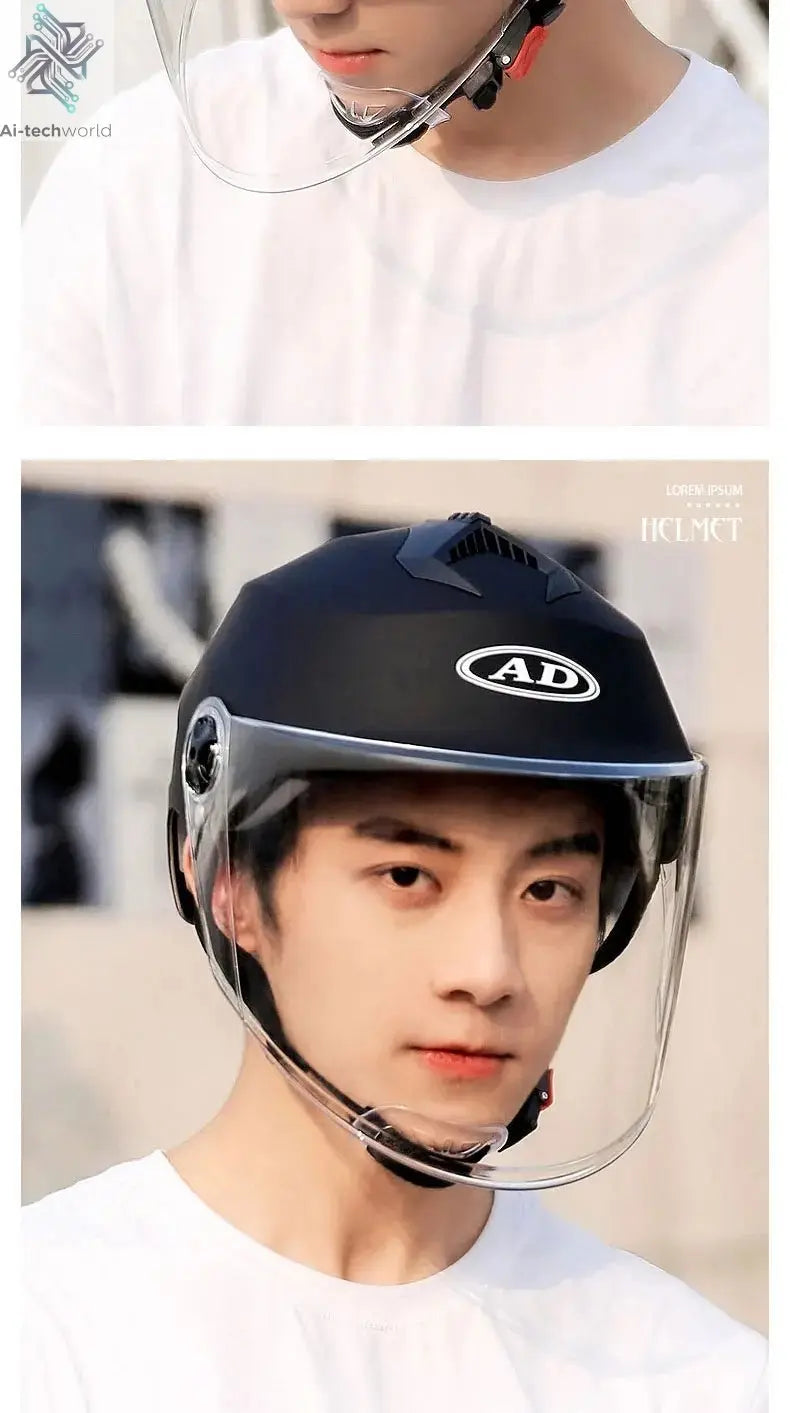 LED Motorcycle Helmet with Double Visor - Rechargeable Moped & Electric Scooter Safety Light Ai-TechWorld