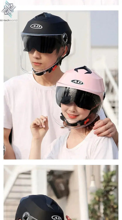 LED Motorcycle Helmet with Double Visor - Rechargeable Moped & Electric Scooter Safety Light Ai-TechWorld