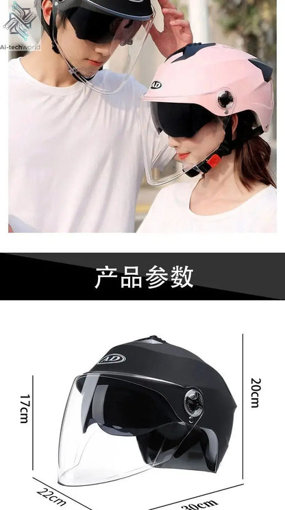 LED Motorcycle Helmet with Double Visor - Rechargeable Moped & Electric Scooter Safety Light Ai-TechWorld