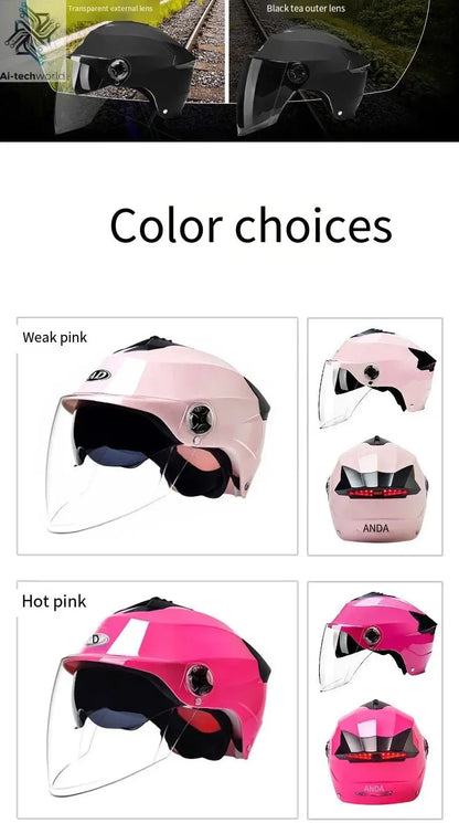 LED Motorcycle Helmet with Double Visor - Rechargeable Moped & Electric Scooter Safety Light Ai-TechWorld