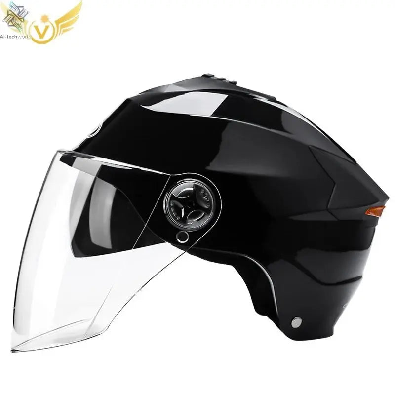 LED Motorcycle Helmet with Double Visor - Rechargeable Moped & Electric Scooter Safety Light Ai-TechWorld