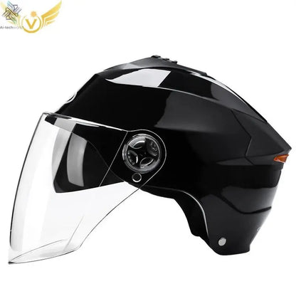 LED Motorcycle Helmet with Double Visor - Rechargeable Moped & Electric Scooter Safety Light Ai-TechWorld