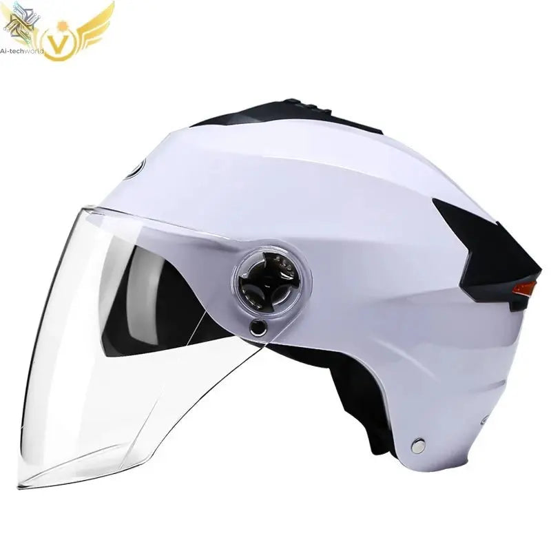 LED Motorcycle Helmet with Double Visor - Rechargeable Moped & Electric Scooter Safety Light Ai-TechWorld