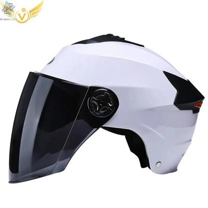 LED Motorcycle Helmet with Double Visor - Rechargeable Moped & Electric Scooter Safety Light Ai-TechWorld