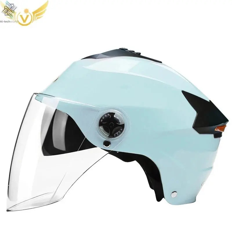 LED Motorcycle Helmet with Double Visor - Rechargeable Moped & Electric Scooter Safety Light Ai-TechWorld