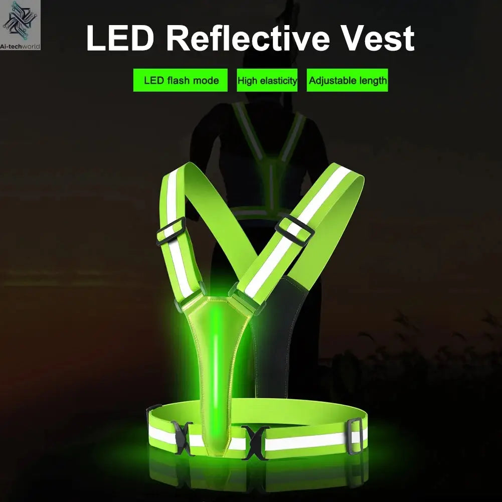 LED Reflective Running Vest LED Cycling Security Vest Adjustable Elastic Band Night Running Security Vest for Kids Adults Vest Ai-TechWorld 