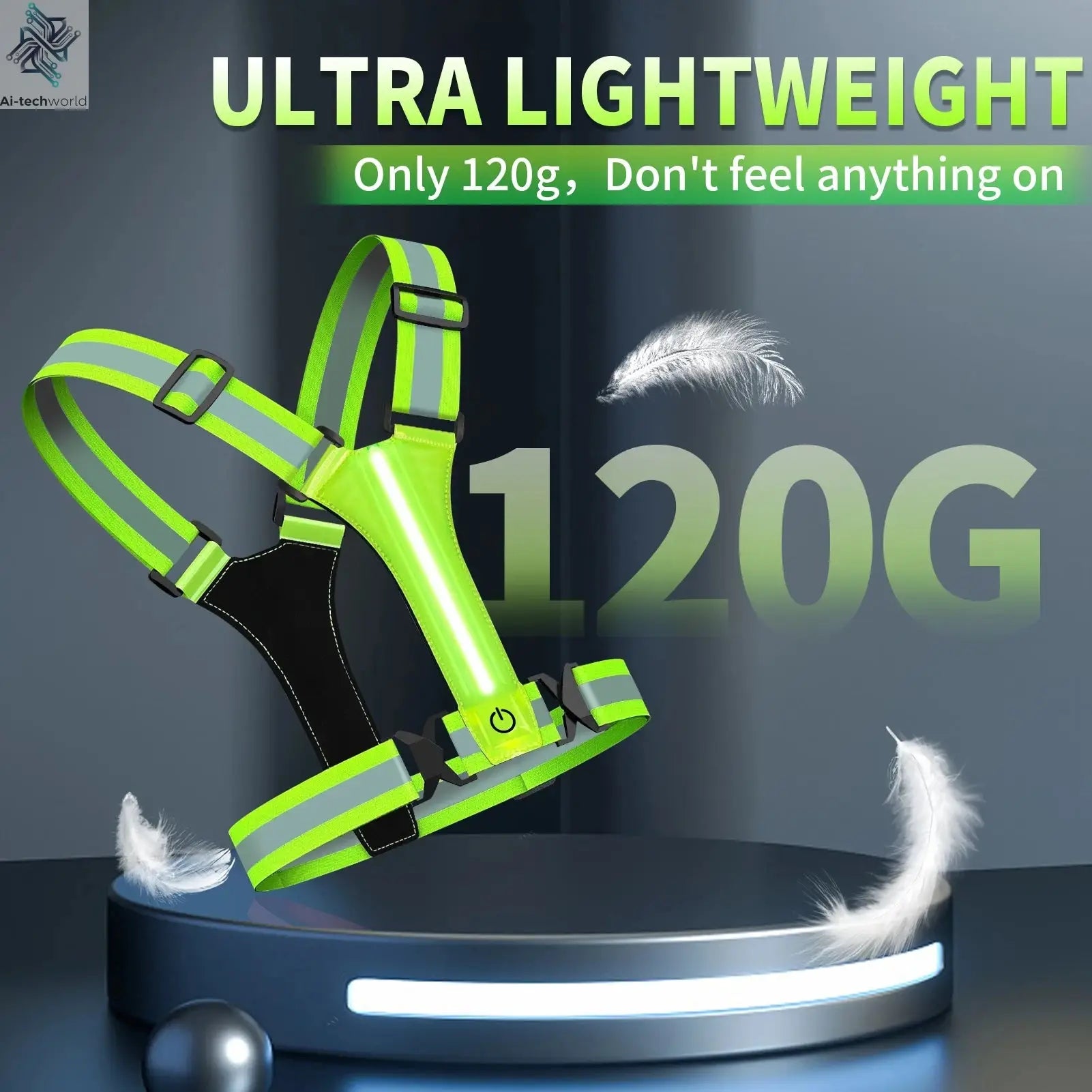 LED Running Vest USB Rechargeable Reflective Cycling Security Vest High Visibility Night Running Riding Clothing for Kids Adults Ai-TechWorld 