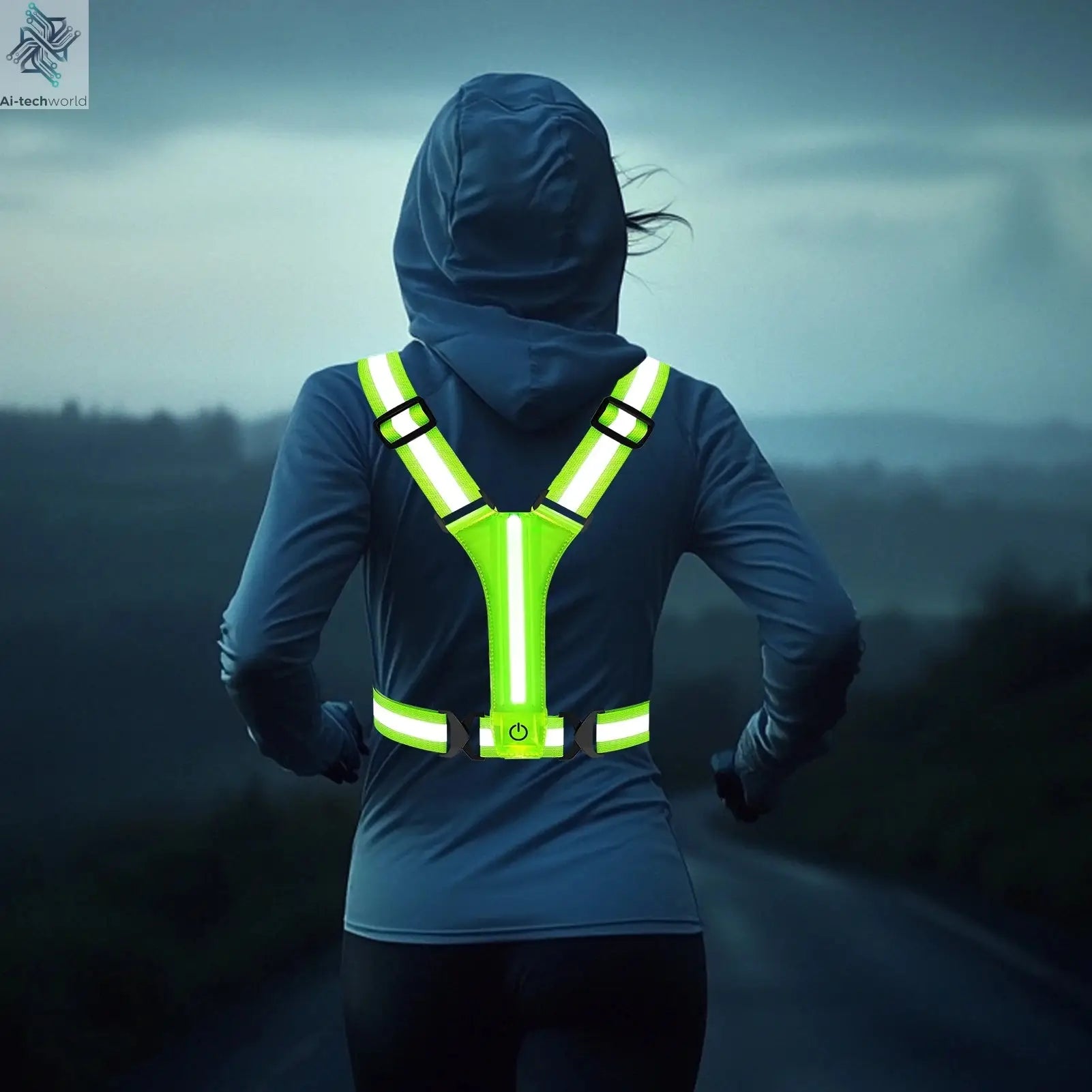 LED Running Vest USB Rechargeable Reflective Cycling Security Vest High Visibility Night Running Riding Clothing for Kids Adults Ai-TechWorld 