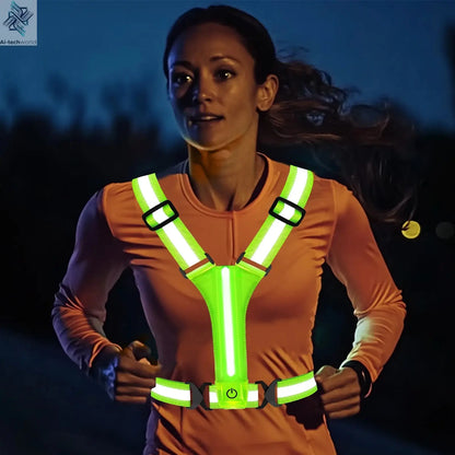 LED Running Vest USB Rechargeable Reflective Cycling Security Vest High Visibility Night Running Riding Clothing for Kids Adults Ai-TechWorld 