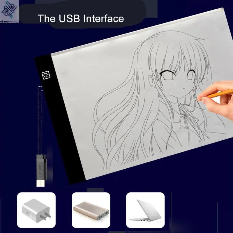 LED photocopying table drawing board children's light-transmitting copying table brightness adjustable night light notepad toy Ai-TechWorld 