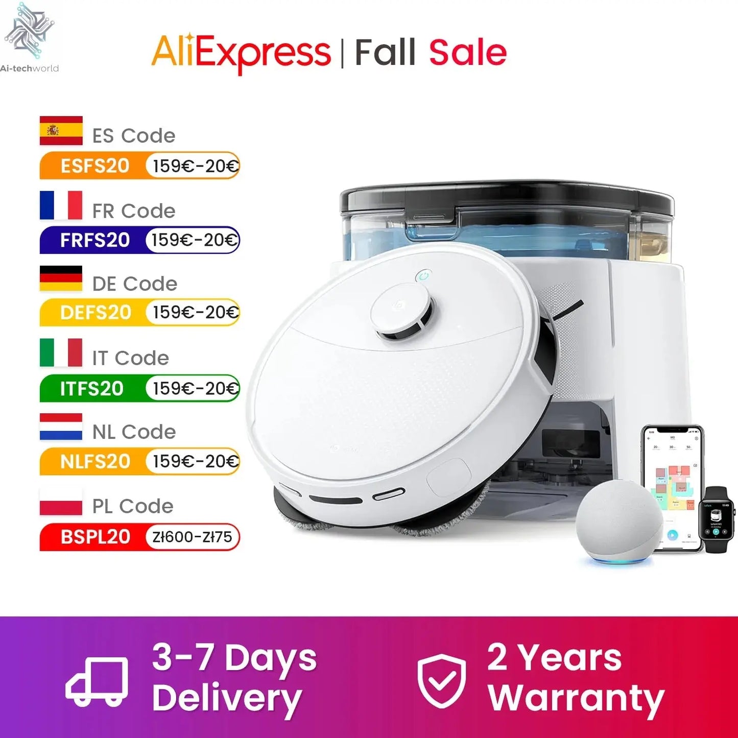 LEFANT M3 M3L Robot Vacuum Cleaner with Mapping, 12000Pa Suction Ai-TechWorld 