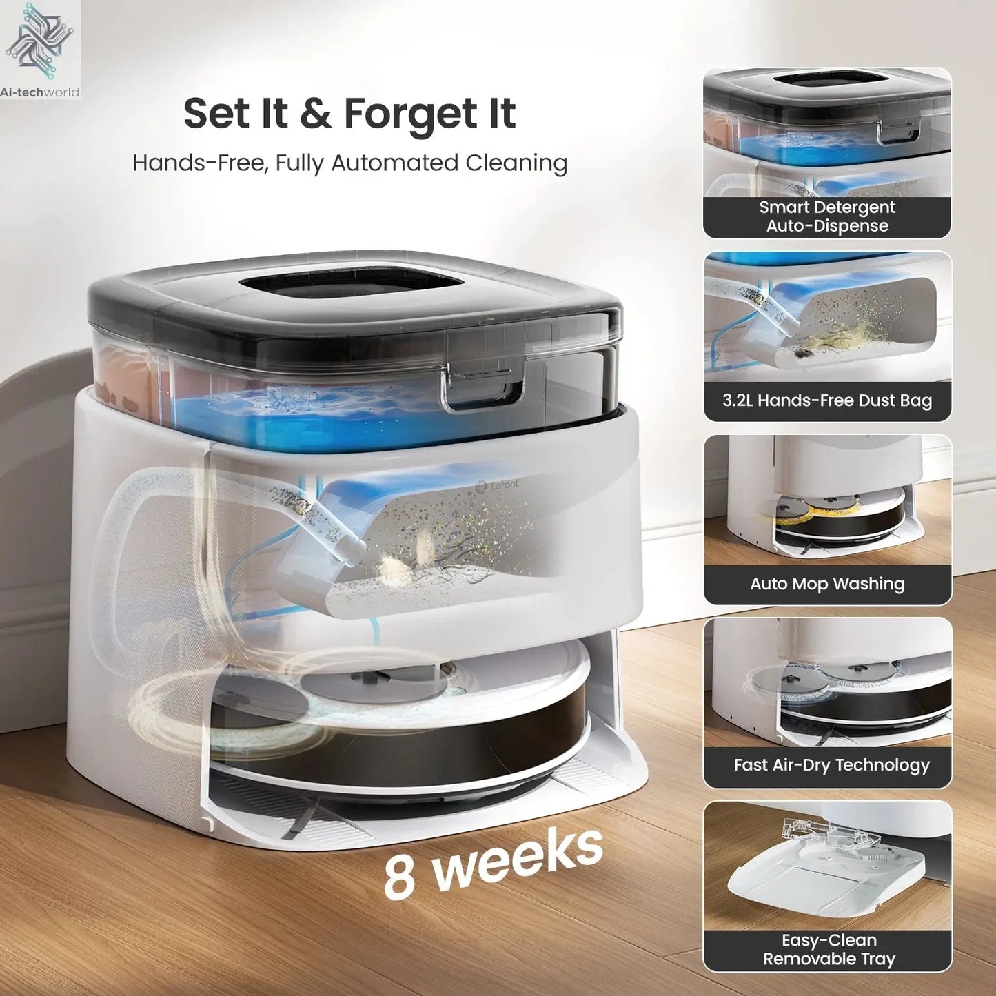 LEFANT M3 M3L Robot Vacuum Cleaner with Mapping, 12000Pa Suction Ai-TechWorld 