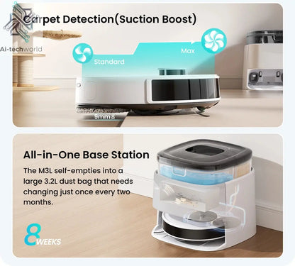 LEFANT M3 M3L Robot Vacuum Cleaner with Mapping, 12000Pa Suction Ai-TechWorld 