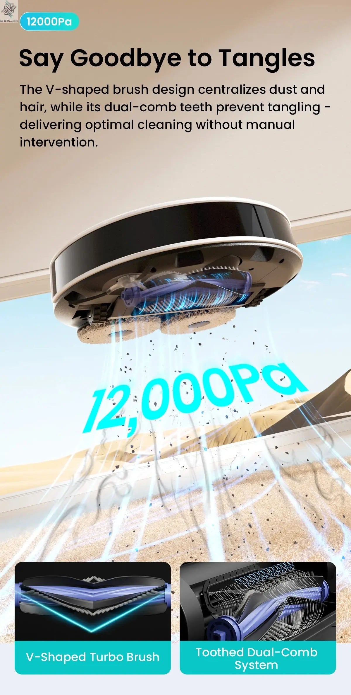 LEFANT M3 M3L Robot Vacuum Cleaner with Mapping, 12000Pa Suction Ai-TechWorld 