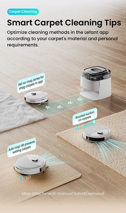 LEFANT M3 M3L Robot Vacuum Cleaner with Mapping, 12000Pa Suction Ai-TechWorld 