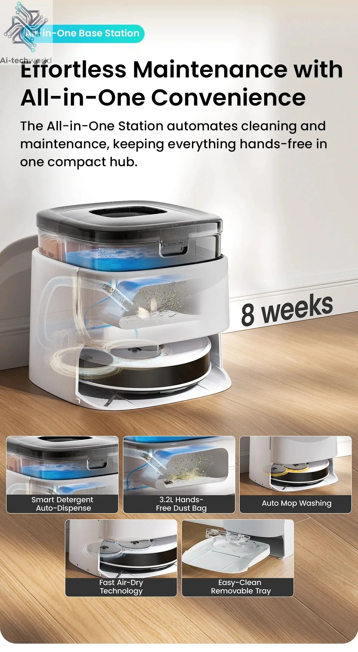 LEFANT M3 M3L Robot Vacuum Cleaner with Mapping, 12000Pa Suction Ai-TechWorld 