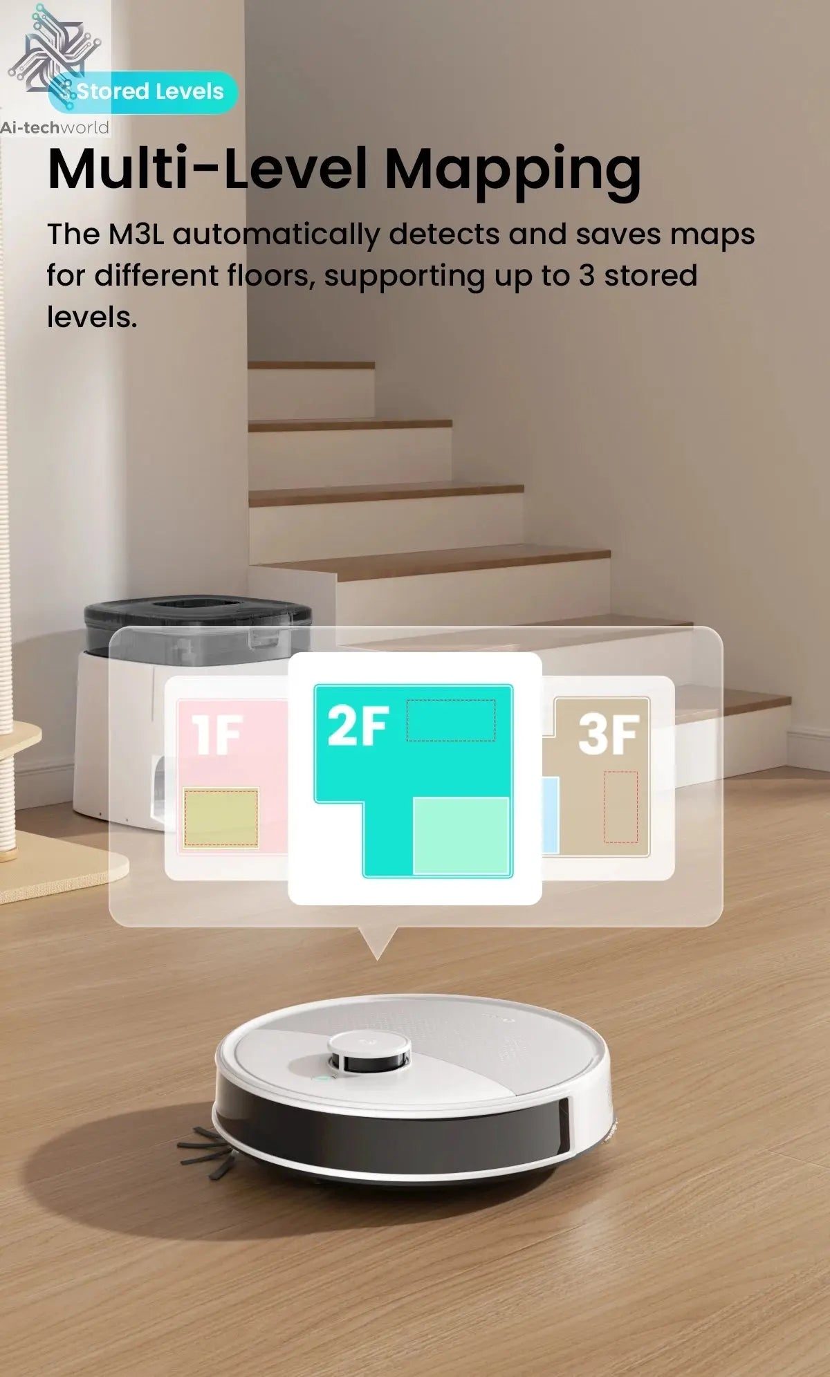 LEFANT M3 M3L Robot Vacuum Cleaner with Mapping, 12000Pa Suction Ai-TechWorld 