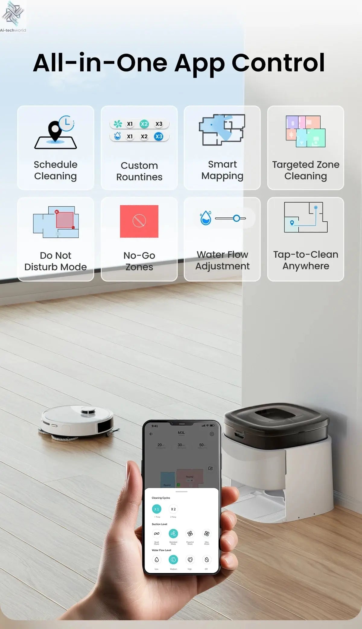 LEFANT M3 M3L Robot Vacuum Cleaner with Mapping, 12000Pa Suction Ai-TechWorld 