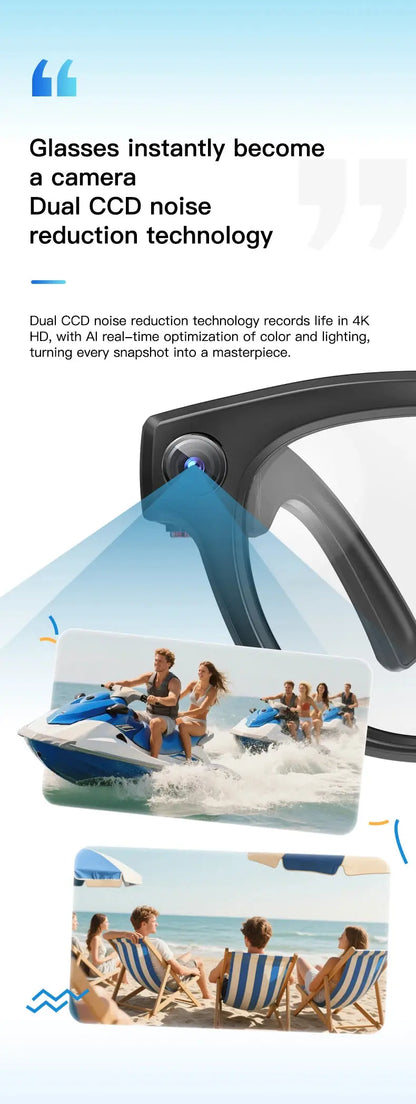 LIGE 4K 800W HD Camera Smart Glasses Recording Videos 290mAh AI Photo Recognition Chat Translation Bluetooth Photochromic Lenses Ai-TechWorld 