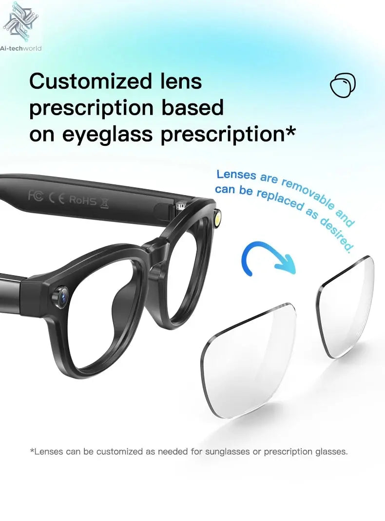 LIGE 4K 800W HD Camera Smart Glasses Recording Videos 290mAh AI Photo Recognition Chat Translation Bluetooth Photochromic Lenses Ai-TechWorld 