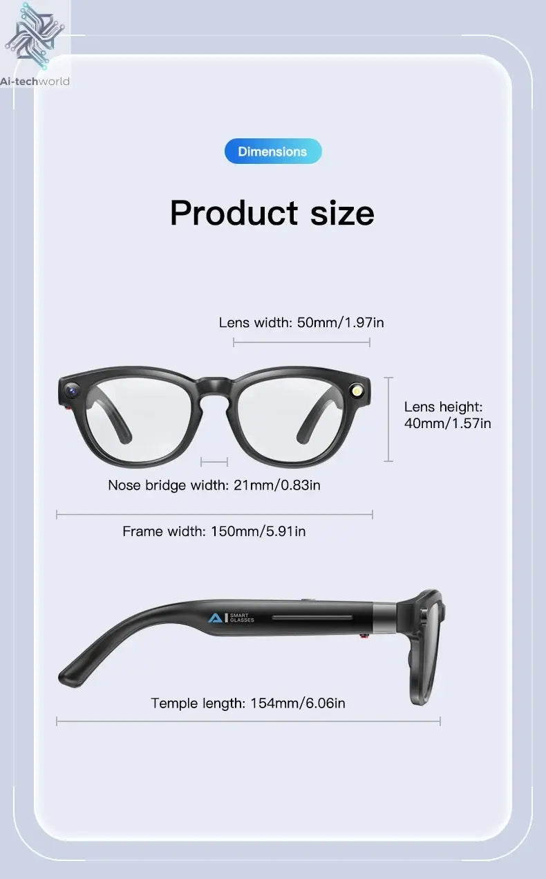 LIGE 4K 800W HD Camera Smart Glasses Recording Videos 290mAh AI Photo Recognition Chat Translation Bluetooth Photochromic Lenses Ai-TechWorld 