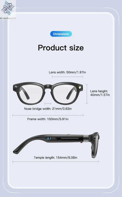 LIGE 4K 800W HD Camera Smart Glasses Recording Videos 290mAh AI Photo Recognition Chat Translation Bluetooth Photochromic Lenses Ai-TechWorld 