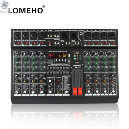 LOMEHO 8 Channels Mixing Console 99 DSP Effects 7 Band EQ 2 AUX Output 48V Audio Sound Mixer USB Bluetooth Dj Mix Table AM-GT8 Ai-TechWorld 