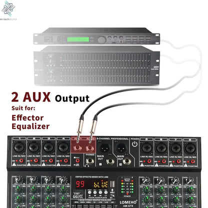 LOMEHO 8 Channels Mixing Console 99 DSP Effects 7 Band EQ 2 AUX Output 48V Audio Sound Mixer USB Bluetooth Dj Mix Table AM-GT8 Ai-TechWorld 