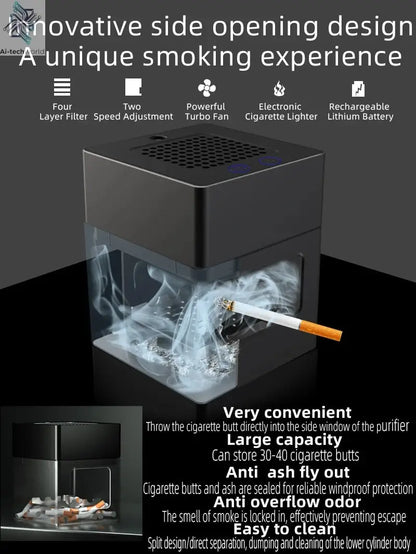 LONHOMON AP078 Ashtray Air Purifier USB Charging Anti Second-hand Smoke Desktop Ashtray Remove Odor Home Air Purifiers - Ai-TechWorld