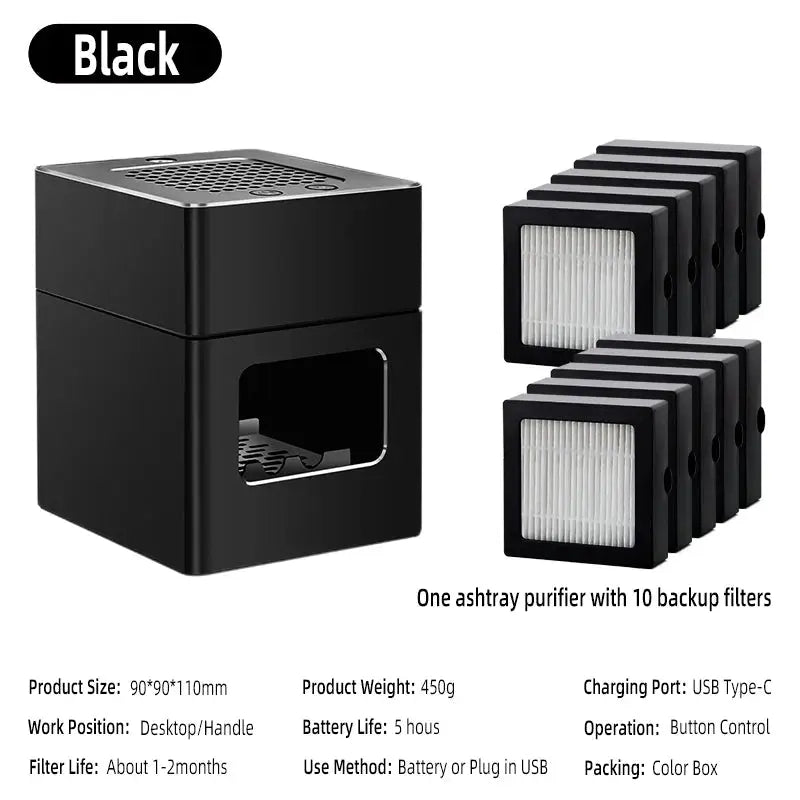 LONHOMON AP078 Ashtray Air Purifier USB Charging Anti Second-hand Smoke Desktop Ashtray Remove Odor Home Air Purifiers - Ai-TechWorld