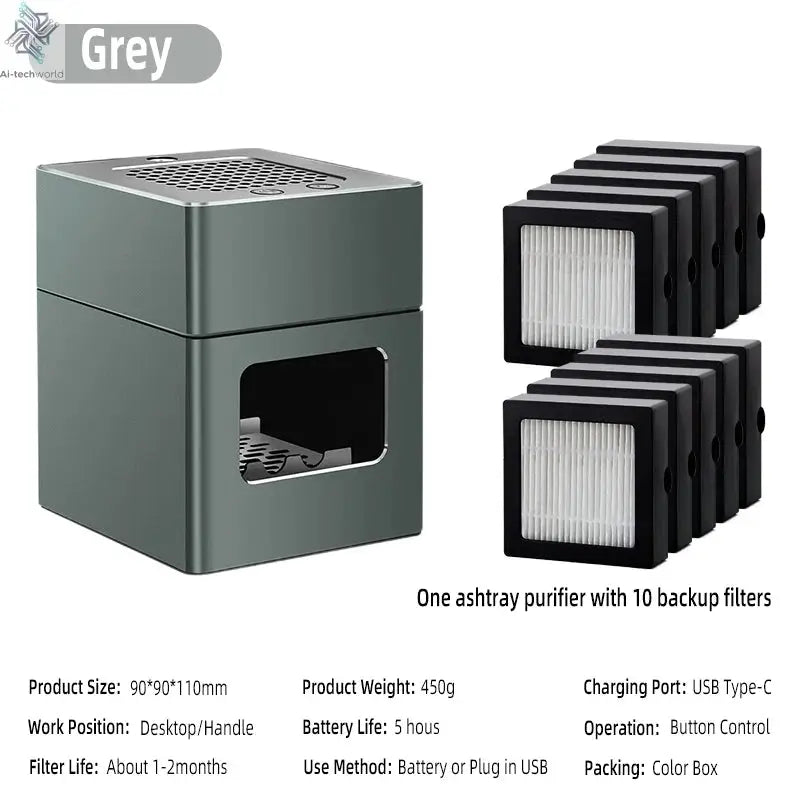 LONHOMON AP078 Ashtray Air Purifier USB Charging Anti Second-hand Smoke Desktop Ashtray Remove Odor Home Air Purifiers - Ai-TechWorld