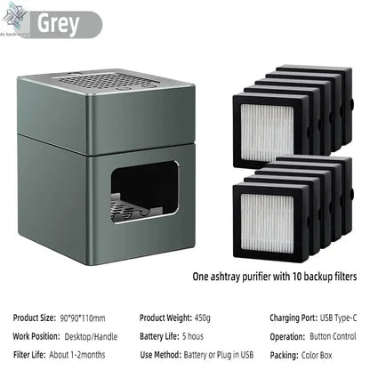 LONHOMON AP078 Ashtray Air Purifier USB Charging Anti Second-hand Smoke Desktop Ashtray Remove Odor Home Air Purifiers - Ai-TechWorld