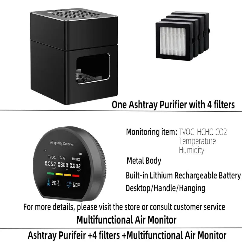 LONHOMON AP078 Ashtray Air Purifier USB Charging Anti Second-hand Smoke Desktop Ashtray Remove Odor Home Air Purifiers - Ai-TechWorld