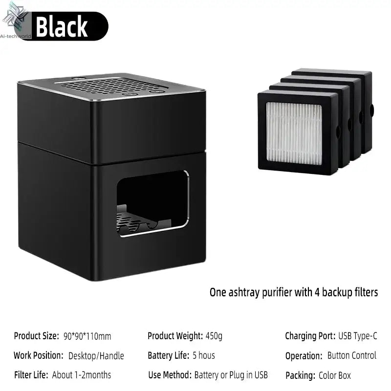LONHOMON AP078 Ashtray Air Purifier USB Charging Anti Second-hand Smoke Desktop Ashtray Remove Odor Home Air Purifiers - Ai-TechWorld
