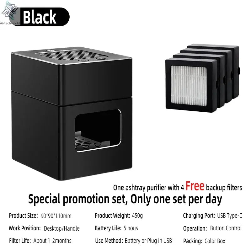 LONHOMON AP078 Ashtray Air Purifier USB Charging Anti Second-hand Smoke Desktop Ashtray Remove Odor Home Air Purifiers - Ai-TechWorld
