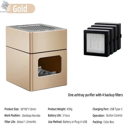 LONHOMON AP078 Ashtray Air Purifier USB Charging Anti Second-hand Smoke Desktop Ashtray Remove Odor Home Air Purifiers - Ai-TechWorld