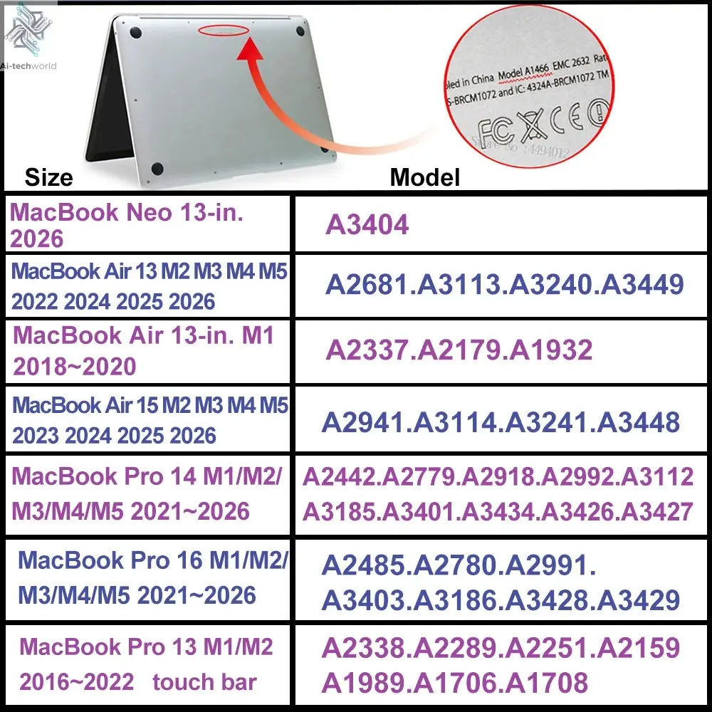 Laptop Cases for Macbook Pro 14 Case M5 M2 A2779 2023 Pro 16 Cover M3 M4 M1 Mac Book Air 13 Case 2022 13.6 A2681 Air 15.3 A2941 - Ai-TechWorld