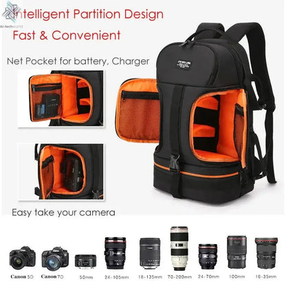 Large Capacity Outdoor DSLR Camera Backpack Waterproof Oxford Cloth 15.6 Inch Laptop Compatible with Canon Nikon Ai-TechWorld 