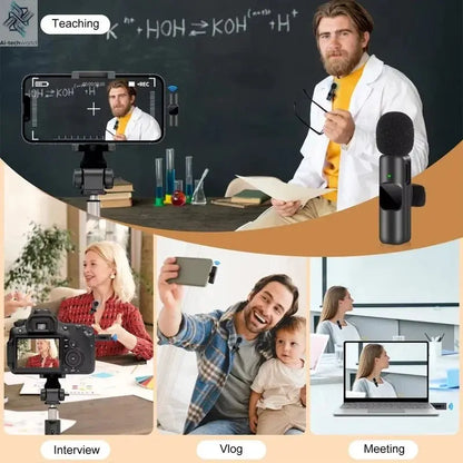 Microphone Wireless Lavalier Plug-and-play receiver for the wireless mic, compatible with iPhone and Android. Ai-TechWorld