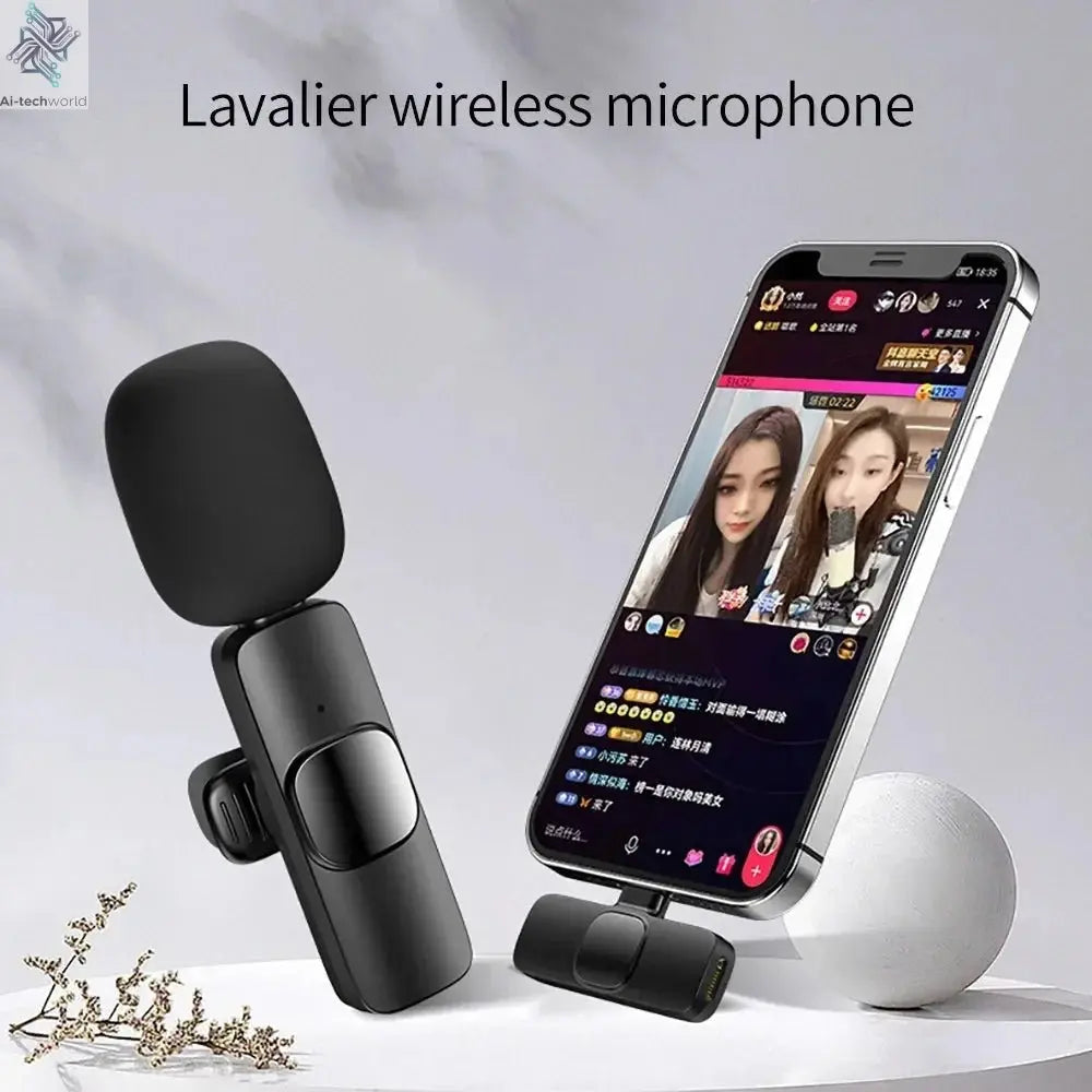 Microphone Wireless Lavalier Close-up of the lavalier microphone securely clipped onto a jacket lapel Ai-TechWorld