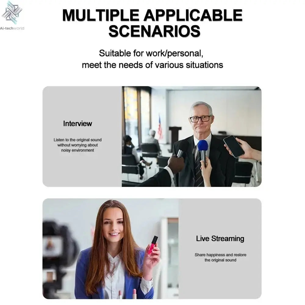 Microphone Wireless Lavalier Close-up of the wireless mic receiver showing the Lightning connector for iPhone Ai-TechWorld