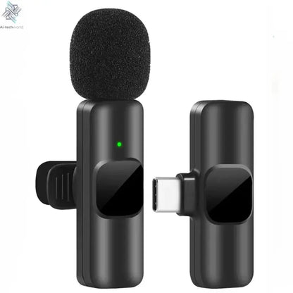 Microphone Wireless Lavalier Side-by-side comparison of the small wireless mic and a bulky traditional microphone Ai-TechWorld