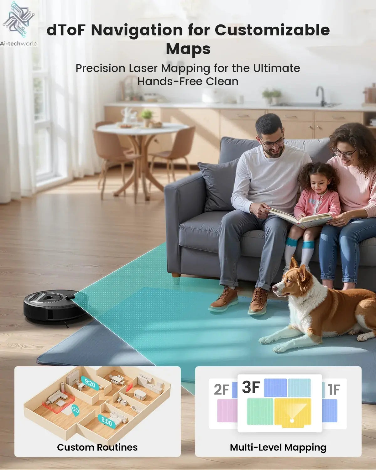 Lefant M330 Pro Robot Vacuum and Mop combo, 5000Pa,dTOF LiDAR Navigation, Alexa/Google/WiFi,Ideal for Pet Hair Ai-TechWorld 