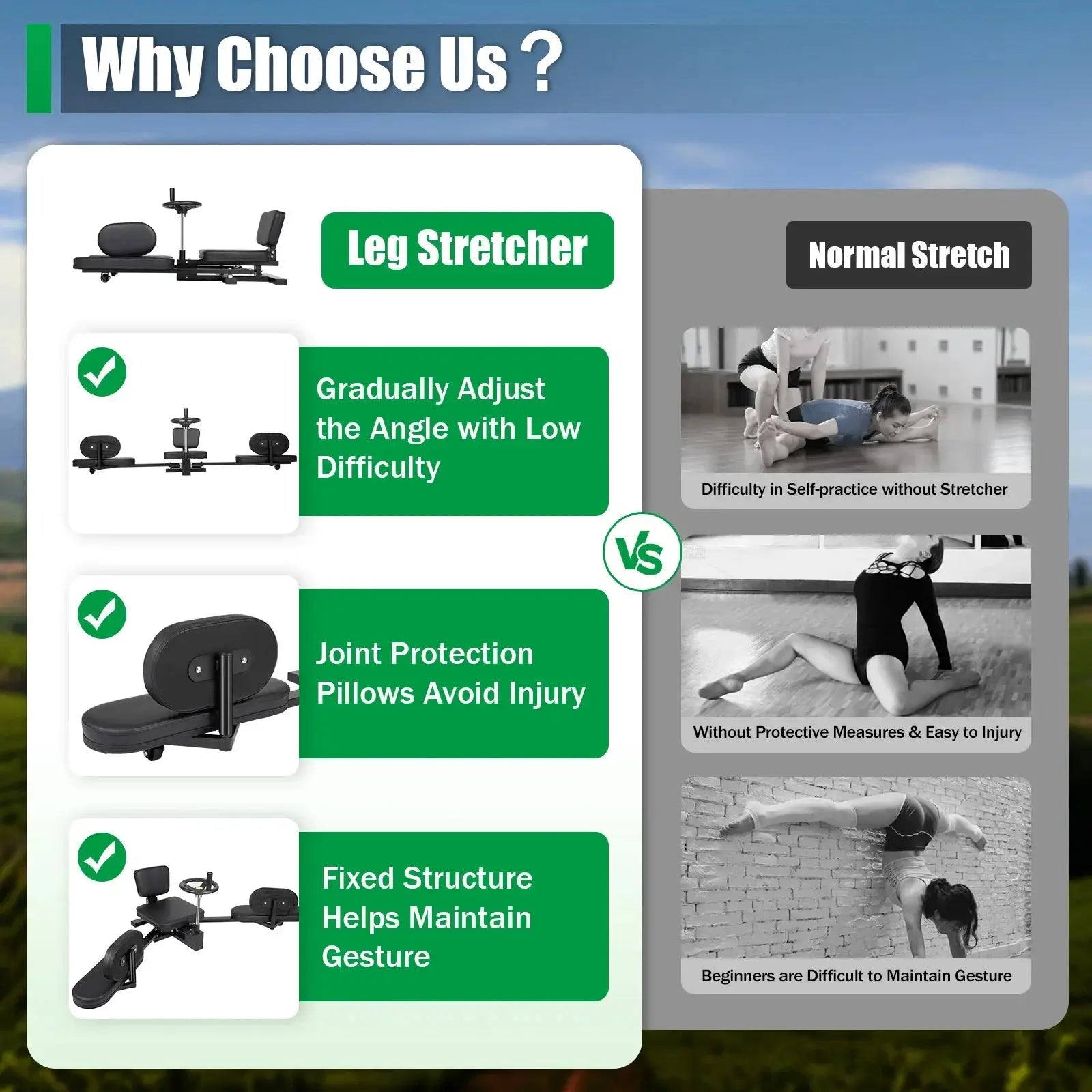 Leg Stretcher, 3 Bar Leg Spreader, Heavy Duty Leg Split Machine for Leg Stretching, Leg Press Machine Flexibility - Ai-TechWorld